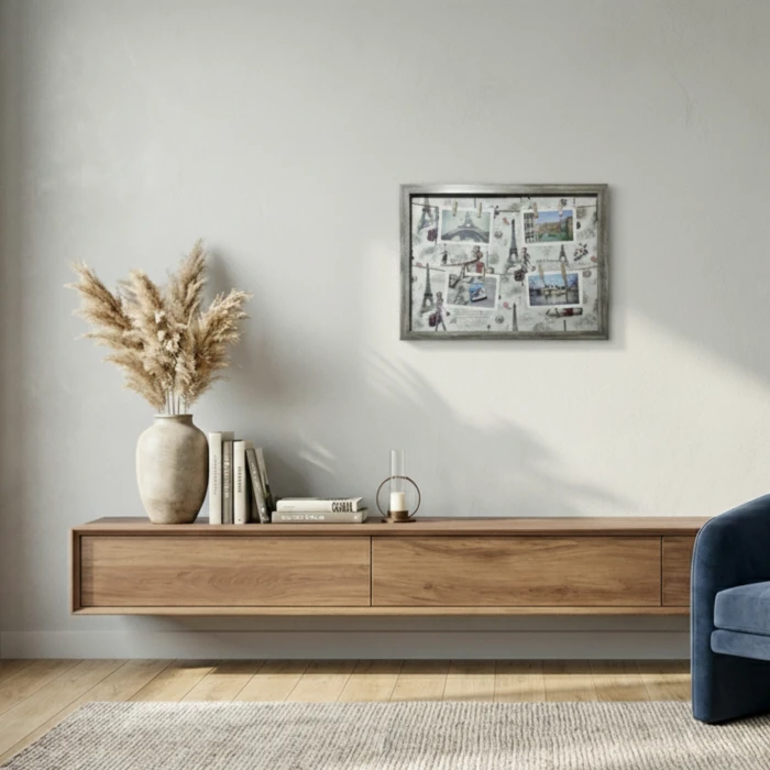 Kişiye Özel 4 Fotoğraflı İpli ve Mandallı Dekoratif Ahşap Çerçeve (37x47 cm) - Yüksek Kalite Baskı Hediyelik