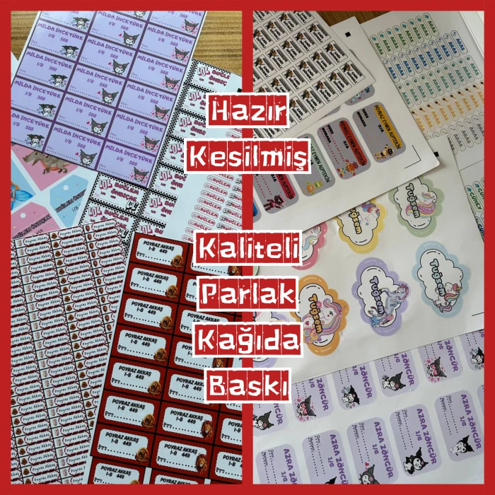Kişiye Özel Çiçek Desenli Kalem Etiketi 168 Adet – İsim Baskılı Sticker