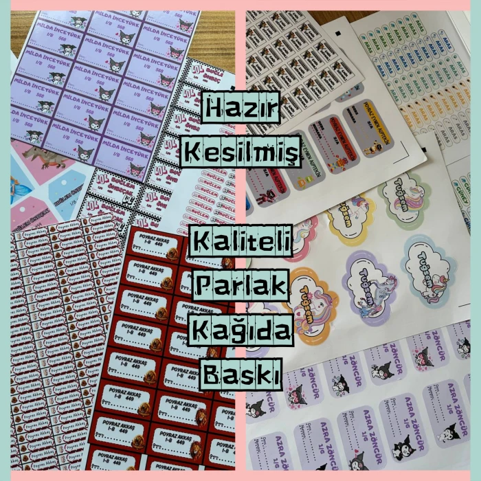 Kişiye Özel Cinnamoroll İsim Etiketi – Parlak Sticker A4 – Defter Kitap Etiketi