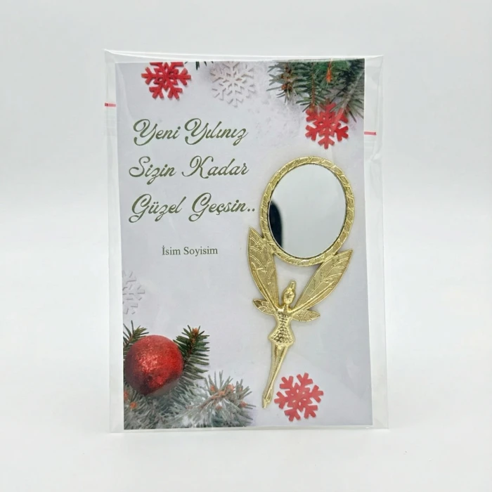 Kişiye Özel İsimli Güzellik Perisi Yılbaşı Aynası ve Hediye Kartı