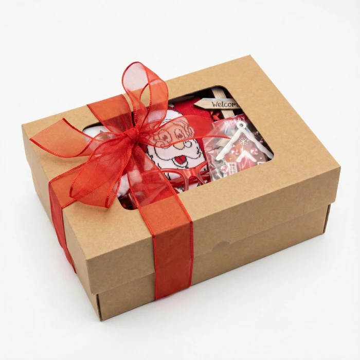 Yılbaşı Özel Hediye Kutusu - Kırmızı Kulplu Noel Baba Kupa, Geyik Gözlük & Konsept Hediye Seti