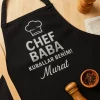 Chef Baba – Kurallar Benim! (İsme Özel Siyah Mutfak Önlüğü)