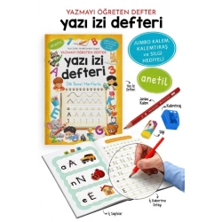 Yazı İzi Defteri - Yazmayı Öğreten Defter - Jumbo Kalem, Kalemtıraş ve Silgi Hediyeli