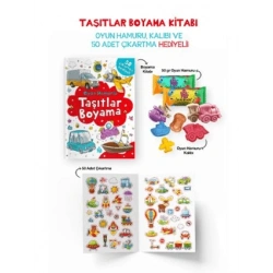 Taşıtlar Boyama Kitabı - Oyun Hamuru, Oyuncak ve Çıkartma Hediyeli