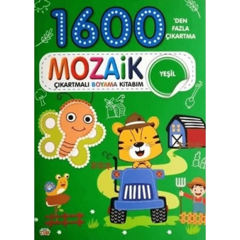 1600 Mozaik Çıkartmalı Boyama Kitabım Yeşil Kitap