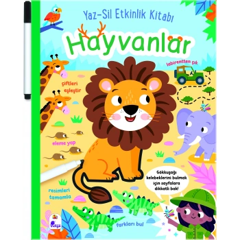 Yaz-Sil Etkinlik Kitabı – Hayvanlar (Kalemli)
