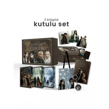Gümüş Yürek Serisi - Üç Kitaplık Hediyeli Yan Boyamalı Kutu(Ciltli)