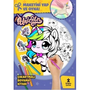 I Love Unicorn Çıkartmalı Boyama Kitabı - Maketini Yap ve Oyna!