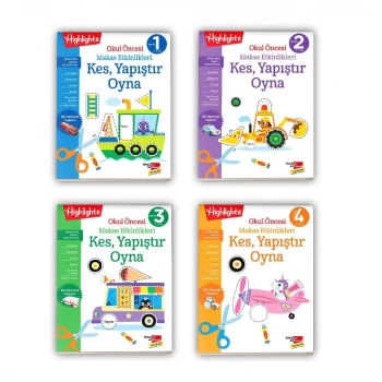 Okul Öncesi Makas Etkinlikleri Kes, Yapıştır, Oyna 4lü Set