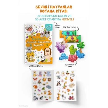 Sevimli Hayvanlar Boyama Kitabı - Oyun Hamuru, Oyuncak ve Çıkartma Hediyeli