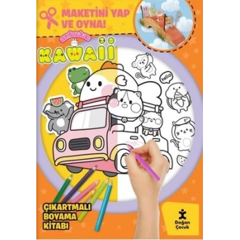 Sevimliler Kawaii - Çıkartmalı Boyama Kitabı - Maketini Yap ve Oyna!