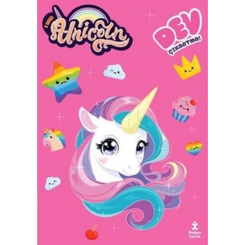 Unicorn - Dev Çıkartmalı Boyama Kitabı