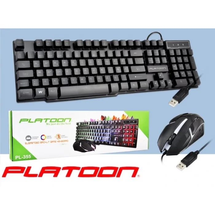 Klavye Mouse Set Q Oyuncu Işıklı Kablolu Platoon PL-355