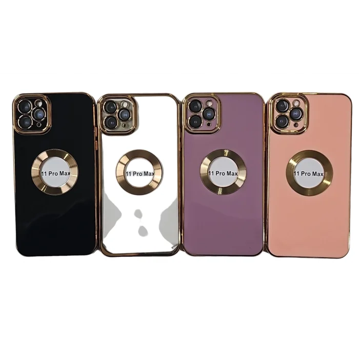 İphone 11 Pro Max Kılıf Lüx Lazer Gold Turuncu