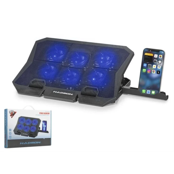 Notebook Soğutucu Ledli 6 Fanlı Telefon Standlı Hadron HDX4254