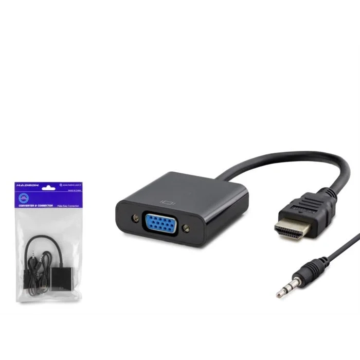 Hdmı To Vga Çevirici Ses Çıkışlı 5V Güç Girişli Ps4 Uyumlu Hadron HDX7806