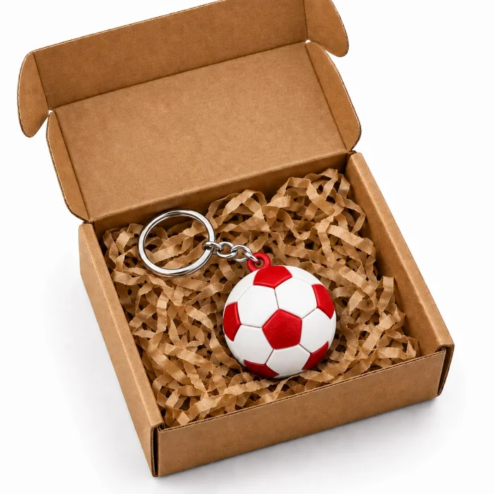 3D Anahtarlık Futbol Topu 3 Cm Kırmızı Beyaz Qtop Q-0958