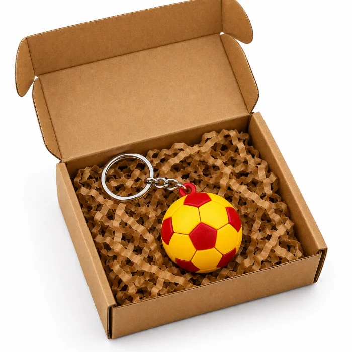 3D Anahtarlık Futbol Topu 3 Cm Sarı Kırmızı Qtop Q-0934