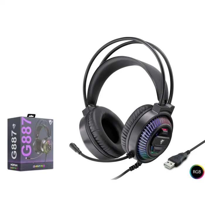 Kulaklık Mikrofonlu Oyuncu Usb 7.1 Surround Over-Ear Mofan G887 Siyah