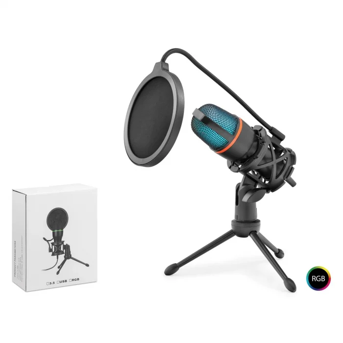 Mikrofon Masaüstü Oyuncu Rgb Tripod Type-C 16 Bit Hadron ME4RGB