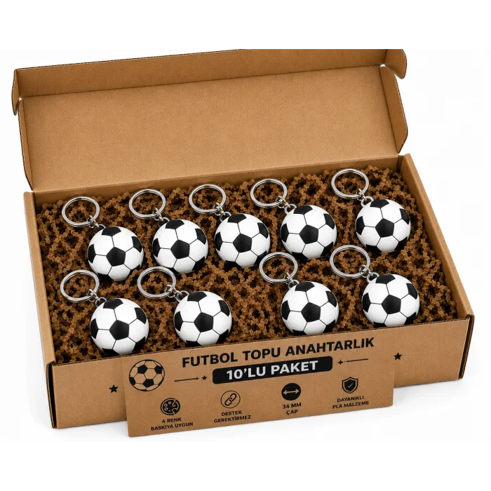 Anahtarlık Futbol Topu 3 Cm Siyah Beyaz 10 Lu Paket Qtop Q-1023