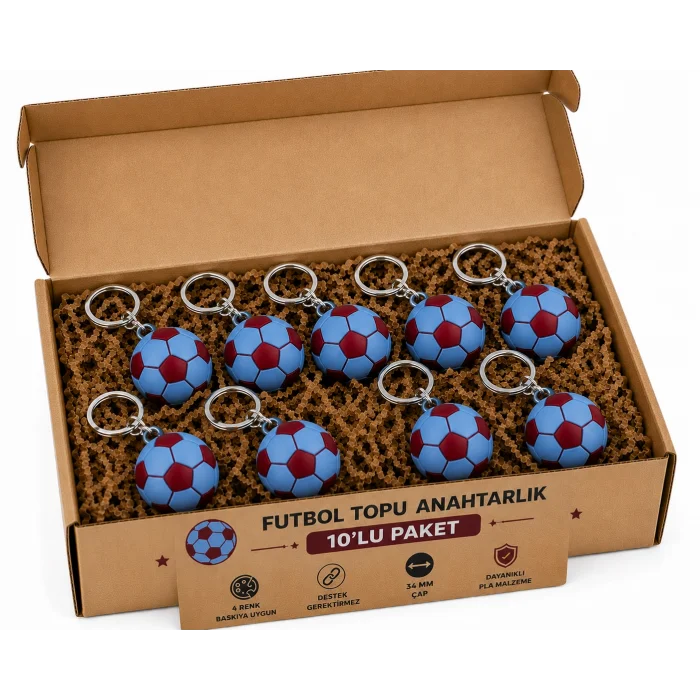 Anahtarlık Futbol Topu 3 Cm Bordo Mavi 10 Lu Paket Qtop Q-1047