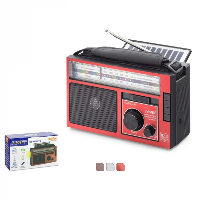Hoparlör Müzik Kutusu Nostalji Solar Şarjlı Bluetooth-Usb-Tf-Fm Hadron NNS NS9952BTS