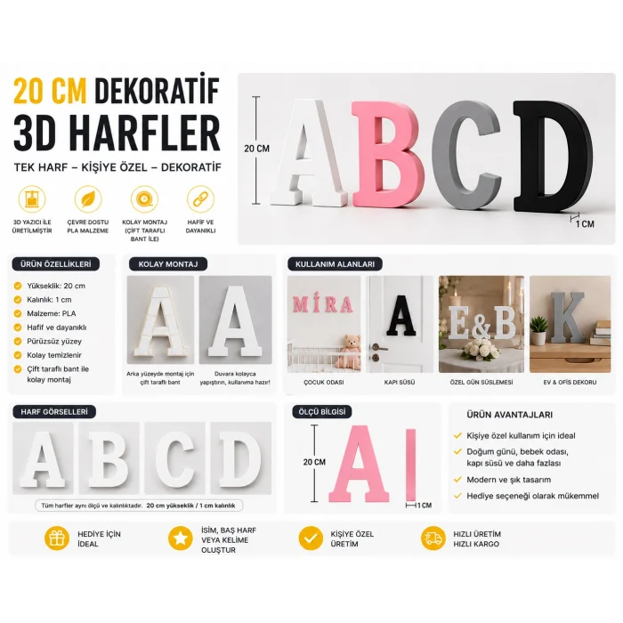 Dekoratif  -O- Harfi 20 Cm Q-1283