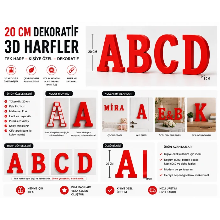 Dekoratif  -V- Harfi 20 Cm Q-1375