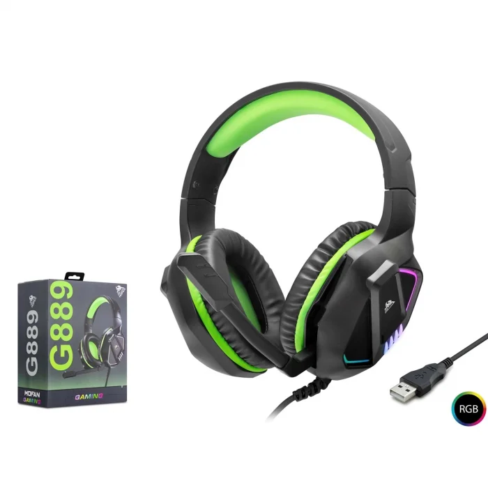 Kulaklık Mikrofonlu Oyuncu Rgb Usb Over-Ear Mofan G889 Siyah