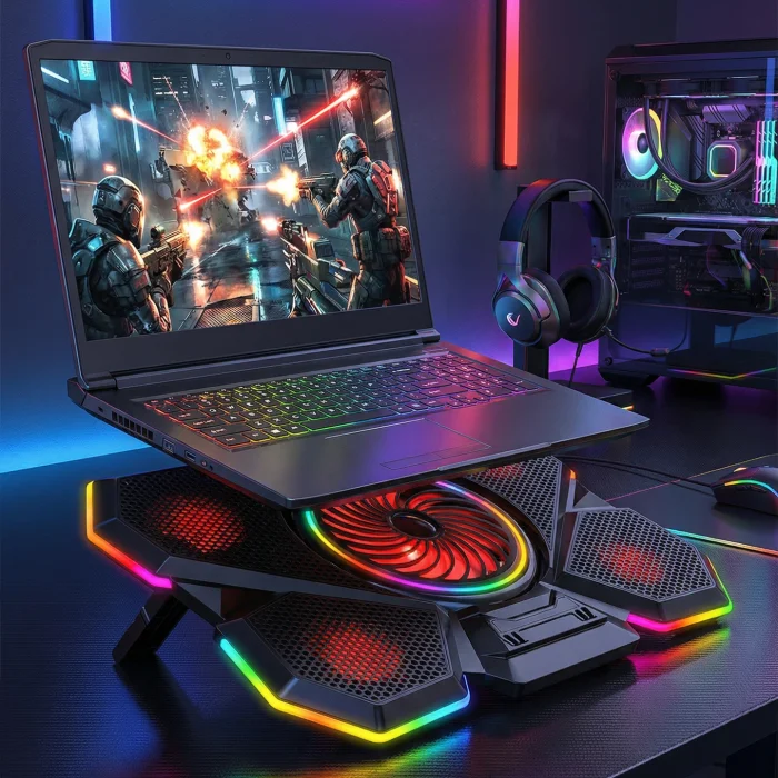 Notebook Soğutucu Ledli 5 Fanlı 15.6 -17.3 İnç Rampage S47 COOLFLOW