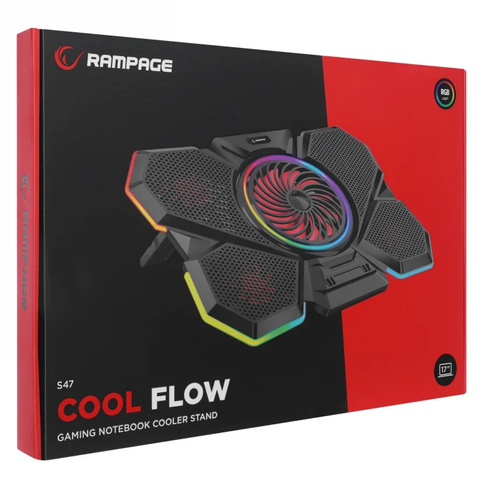 Notebook Soğutucu Ledli 5 Fanlı 15.6 -17.3 İnç Rampage S47 COOLFLOW