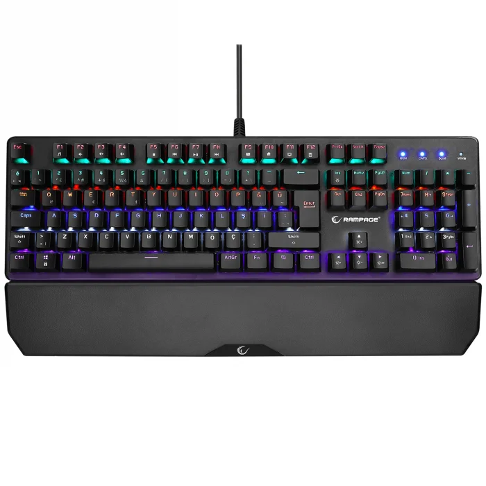 Klavye Q Oyuncu Blue Switch Rainbow Aydınlatmalı Rampage KB-R86 Umbra Siyah
