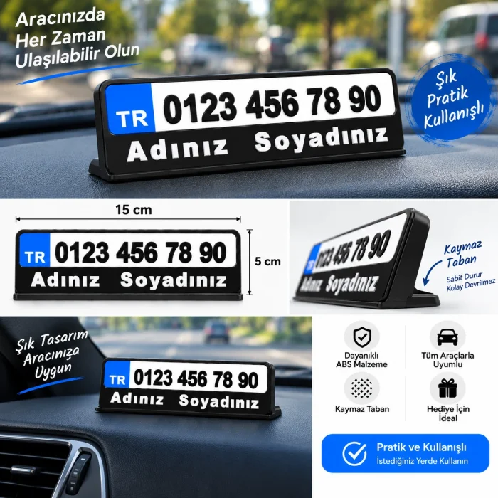 Araç İçi Numaralık Torpido Üstü Kişiye Özel Qtop Q-1504