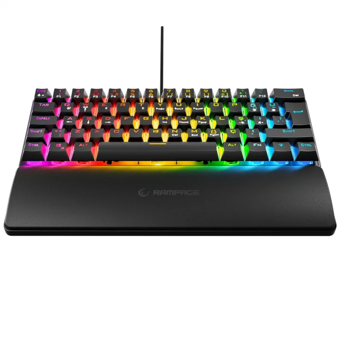 Klavye Q Oyuncu Red Switch Rainbow Aydınlatmalı Bilek Destekli Rampage ALLY K11 Siyah