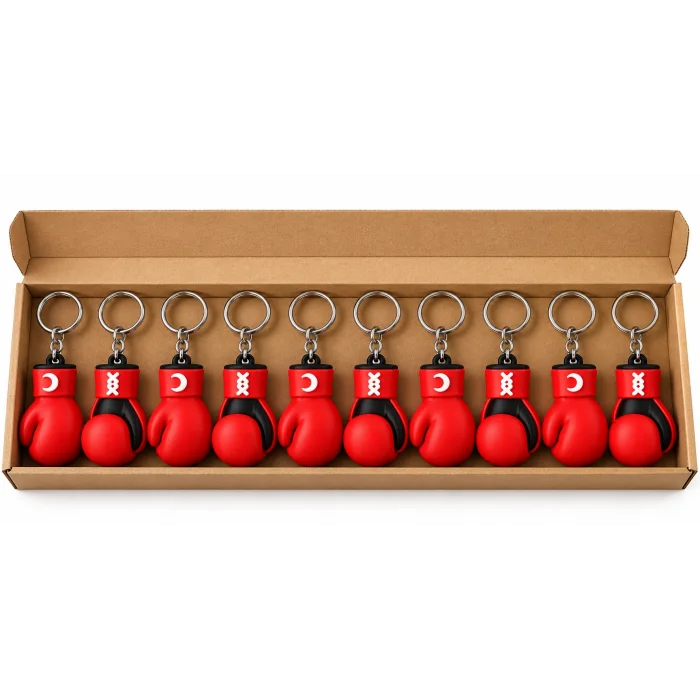 Anahtarlık Boks Eldiveni 5 Cm 10 Lu Paket Kırmızı Qtop Q-1719