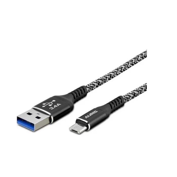 Data Ve Şarj Kablo Micro Kumaş 1.2  Mt 3.4 Amper Auris ARS-CB21