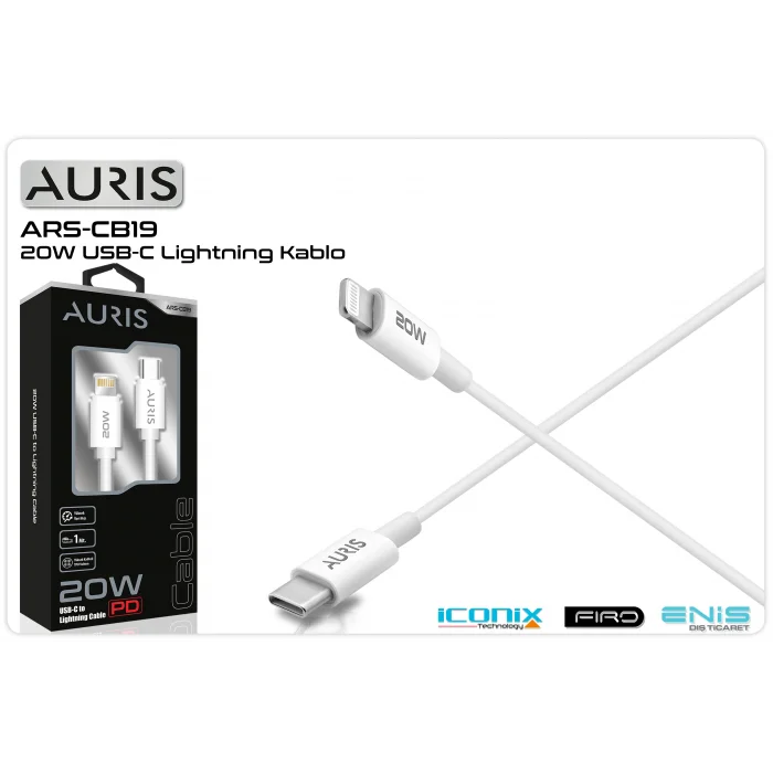Data Ve Şarj Kablo Type-C To Lightning 1 Mt 20 W Auris ARS-CB19