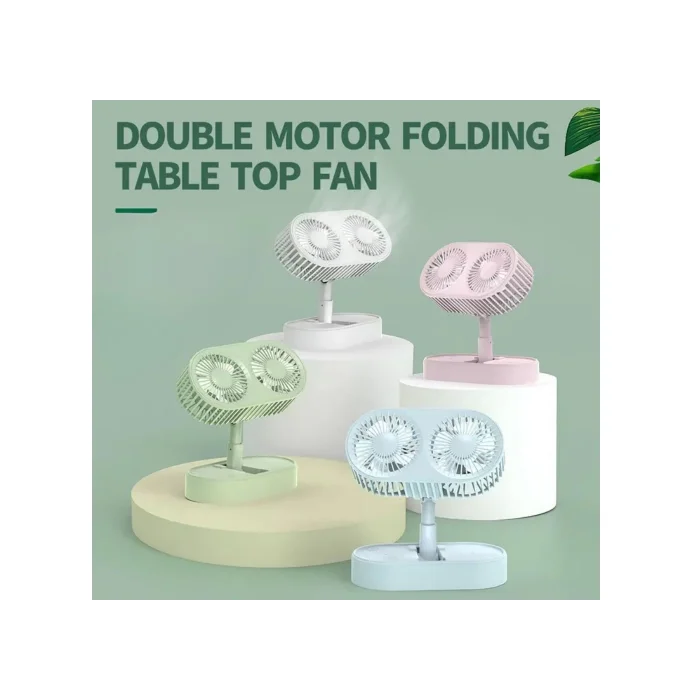 Fan Masaüstü 3 Kademeli Şarjlı Çift Fanlı Qtop F6