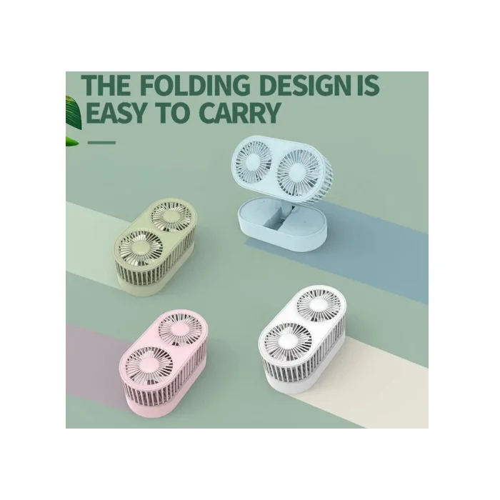 Fan Masaüstü 3 Kademeli Şarjlı Çift Fanlı Qtop F6