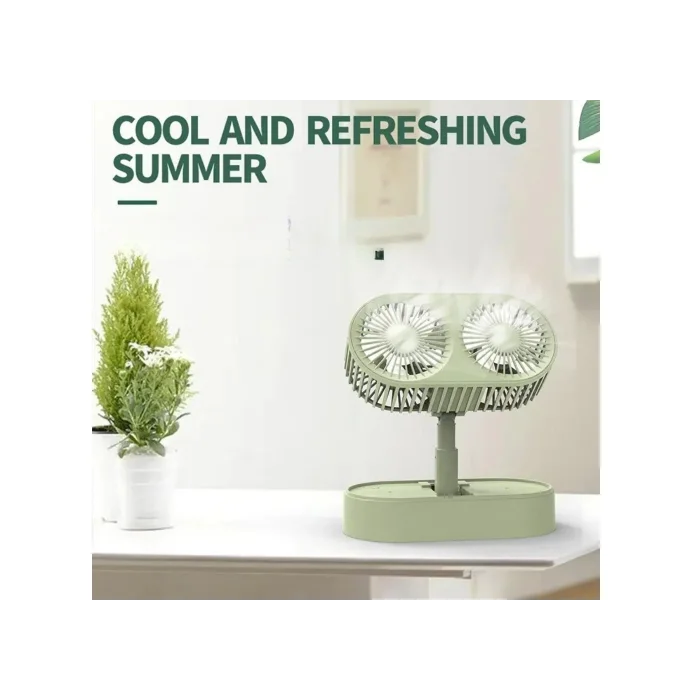 Fan Masaüstü 3 Kademeli Şarjlı Çift Fanlı Qtop F6