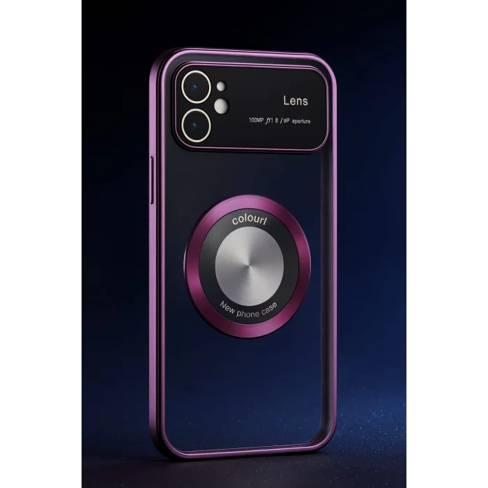 İphone 11 Kılıf Kamera Korumalı Magsafe Colourl Koyu Kırmızı