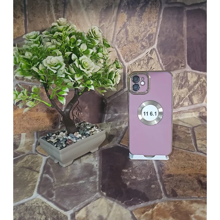 İphone 11 Kılıf Lüx Lazer Gold Gül Kurusu