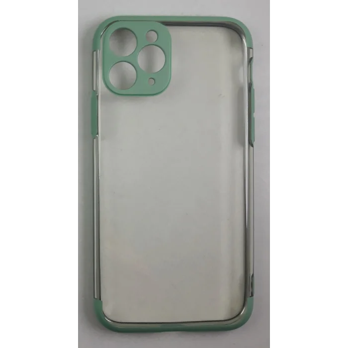 İphone 11 Pro Kılıf Şeffaf Silikon Kenarı Yeşil