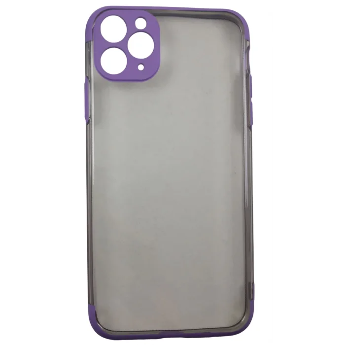 İphone 11 Pro Max Kılıf Şeffaf Silikon Kenarı Mor