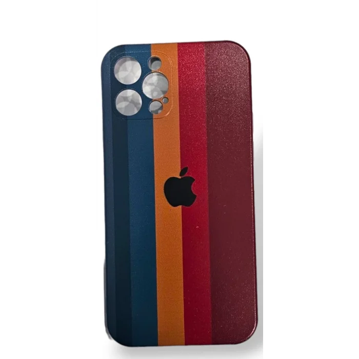 İphone 12 Pro Kılıf Logolu Lansman Gökkuşağı Kırmızı