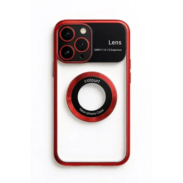 İphone 13 Pro Max Kılıf Kamera Korumalı Magsafe Colourl Koyu Kırmızı