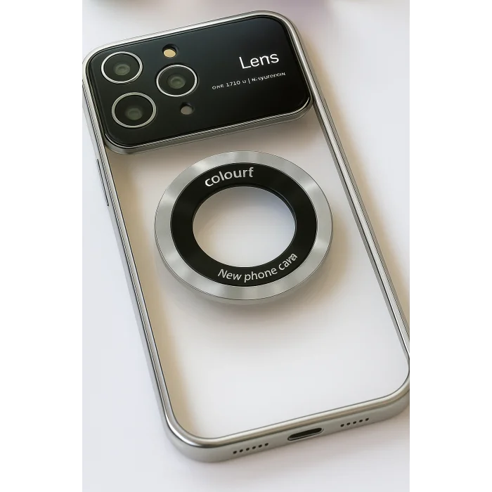 İphone 14 Pro Max Kılıf Kamera Korumalı Magsafe Colourl Gümüş