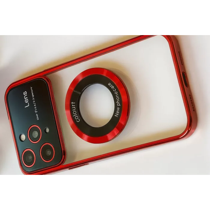 İphone 14 Pro Max Kılıf Kamera Korumalı Magsafe Colourl Koyu Kırmızı