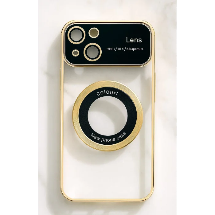 İphone 15 Kılıf Kamera Korumalı Magsafe Colourl Gold